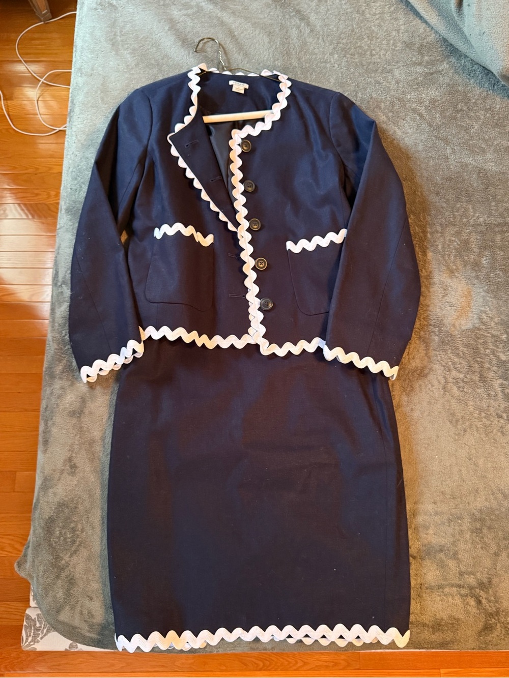 J.Crew Navy & White Linen Cotton Skirt Suit Set – Size 8